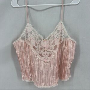 Vintage Light Pink Tank Top Camisole Lace romantic Women's Large Intimate